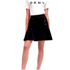 NWT DKNY BLACK PEPLUM FLARE HIGH WAIST MINI SKIRT Size 6